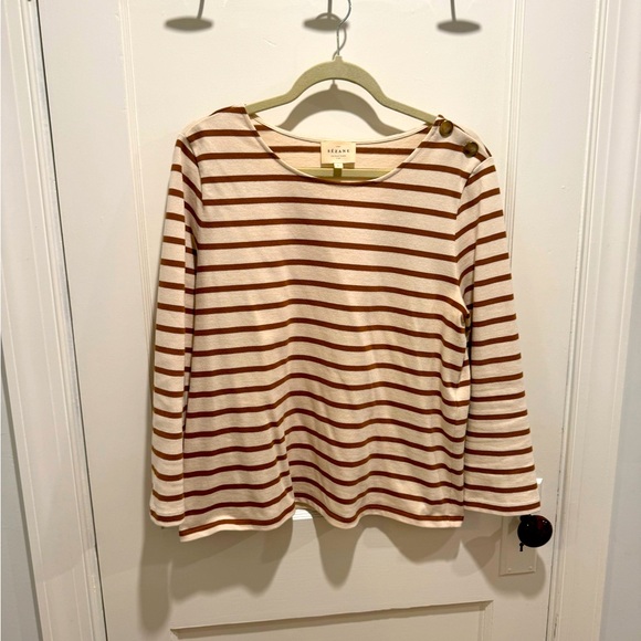 Sezane Colette Mariniere in ecru/camel - Picture 1 of 5